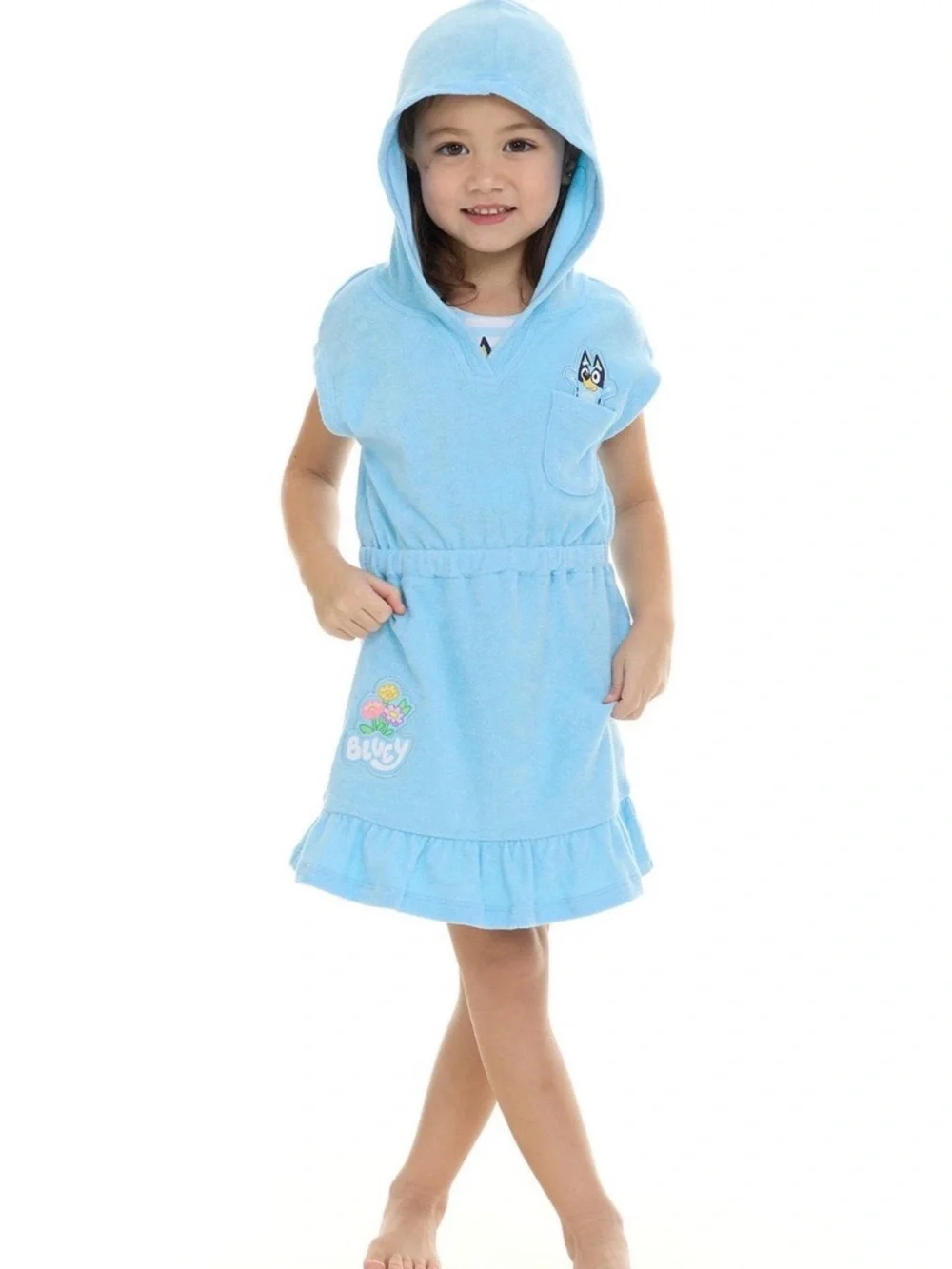 Girls Blue Stripe & Pink Floral Two-Piece Swim Set